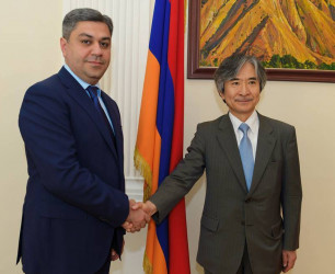 Директор СНБ РА провел встречу с Чрезвычайным и Полномочным Послом Японии в Республике Армения Джуном Ямадой